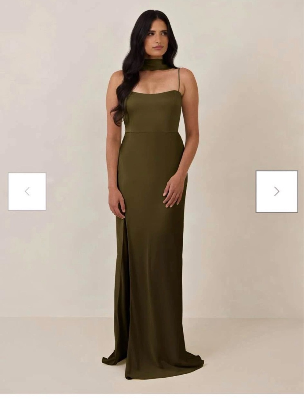 Park & Fifth Olive Green Spaghetti-Strap Evening Dress